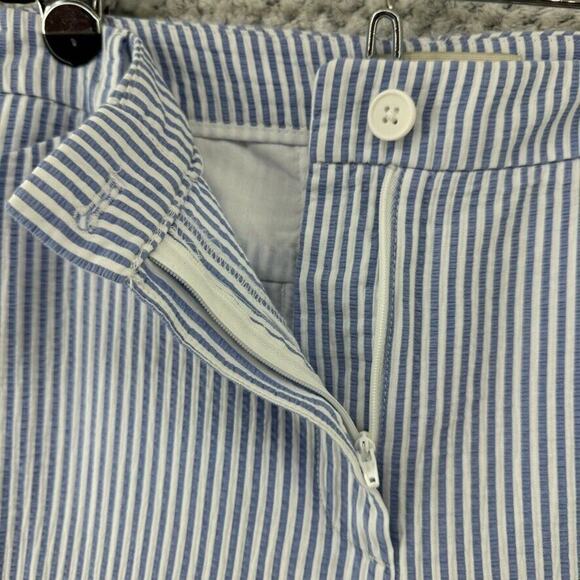 Talbots Pants Womens 14 White Blue Striped Textured Skimmer Mid Rise Capri New - Picture 5 of 15